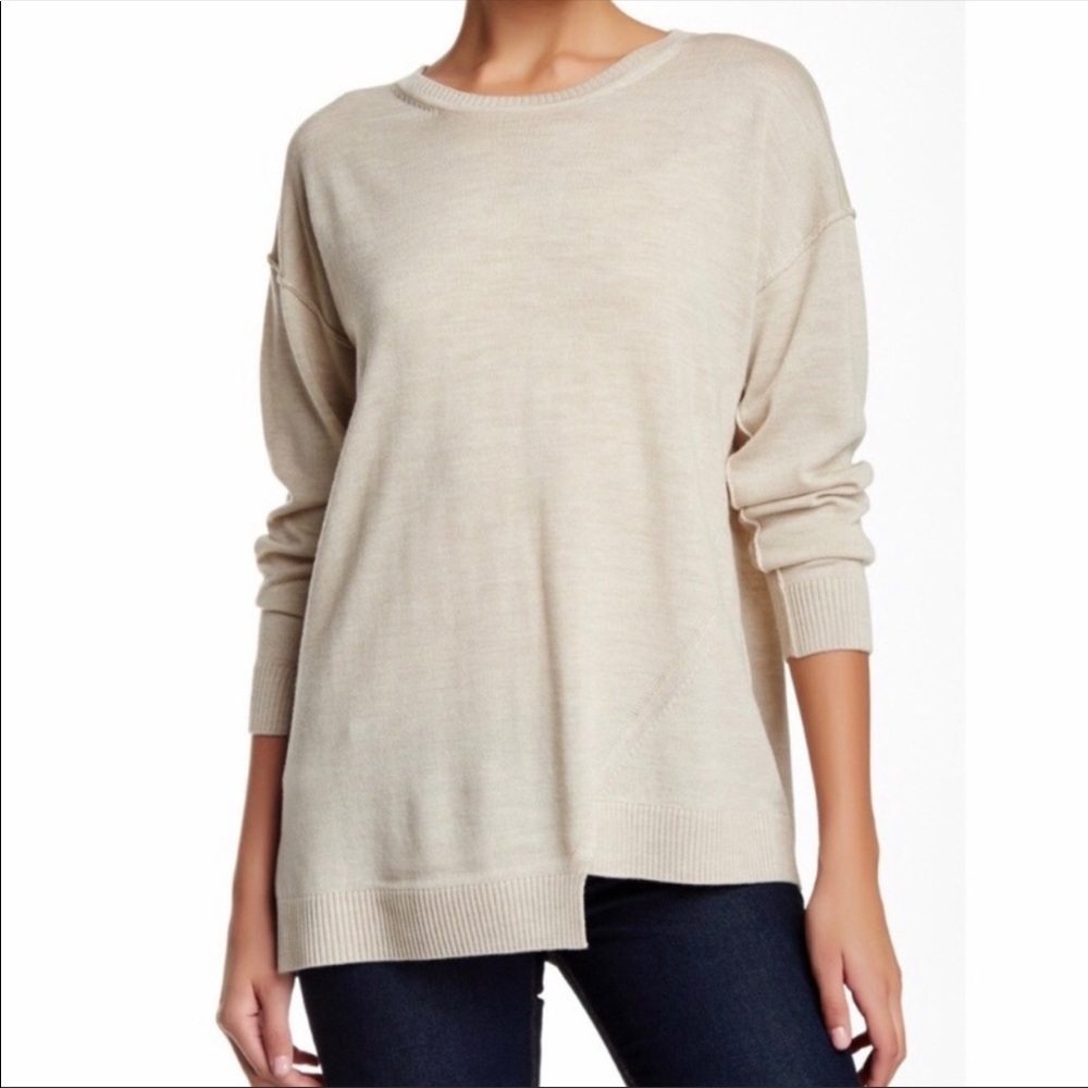 525 America Lagenlook 100% Merino Wool Asymmetrical Hem Cozy Boho Retro Sweater